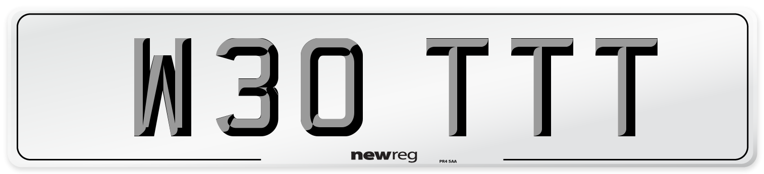 W30 TTT Number Plate from New Reg